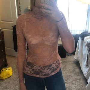 lace turtle neck long sleeve